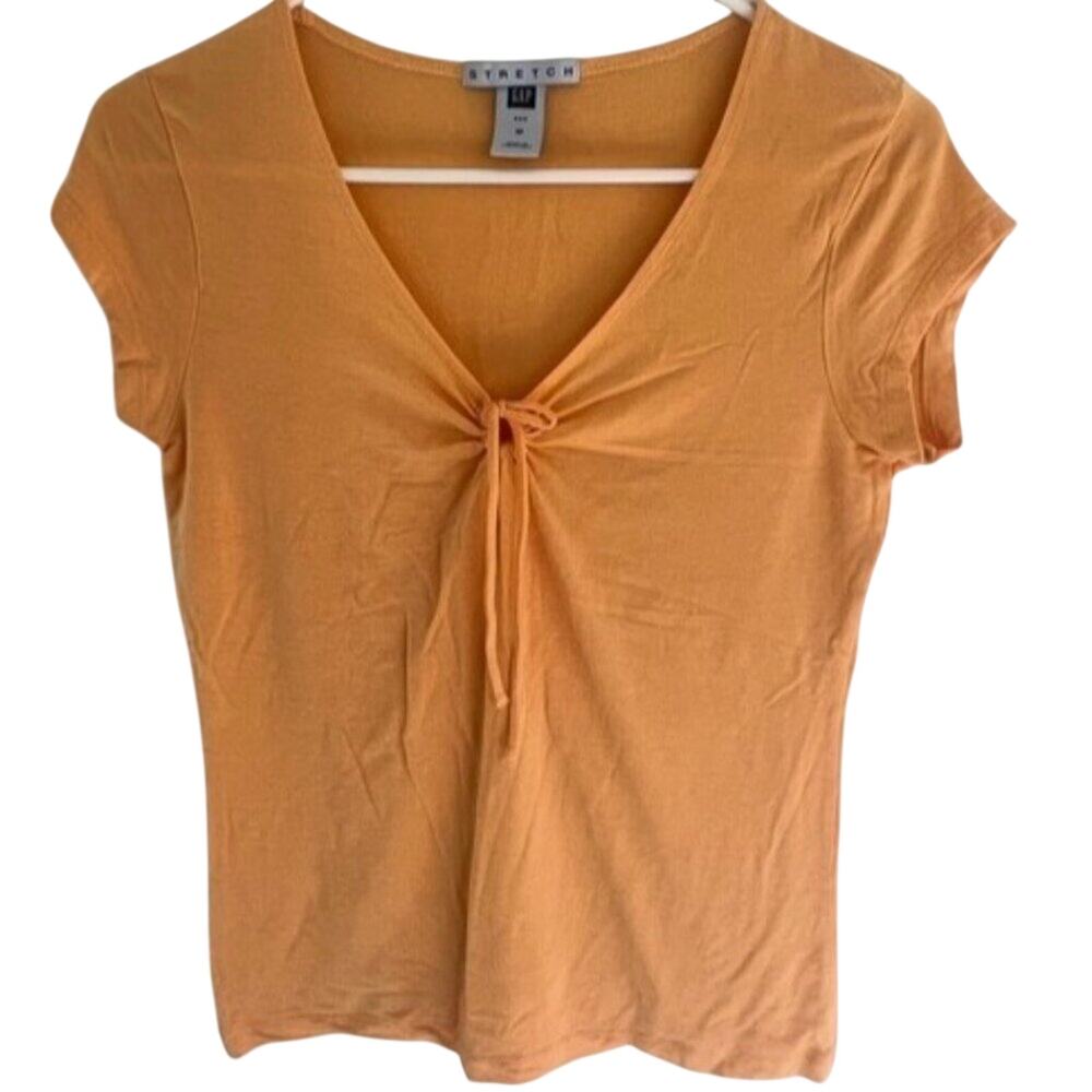 Gap Sz Medium Orange Stretch Stretch Front Tie Top